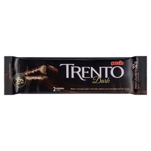 Wafer com Recheio de Chocolate e Cobertura de Chocolate 55% Cacau Dark Peccin Trento Pacote 32g 2 Unidades