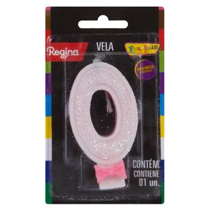 Vela de Aniversário Rosa nº 0 Super Glitter Regina Cartela