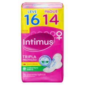 Absorvente com Abas Seca Intimus Tripla Proteção Pacote Leve 16 Pague 14 Unidades