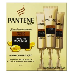 Ampola de Tratamento Pantene 3 Minutos Milagrosos Hidro-Cauterização Caixa 3 Unidades 15ml Cada