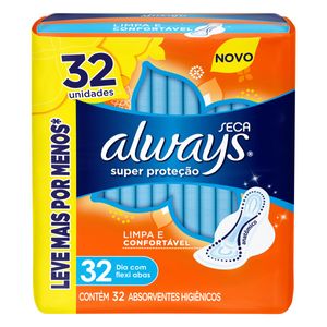 Absorvente com Abas Seca Super Proteção Always Pacote 32 Unidades Leve Mais Pague Menos