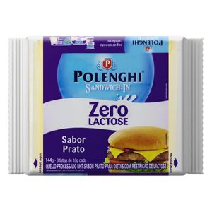 Queijo Processado UHT Prato Zero Lactose Polenghi Sandwich-In 144g 8 Unidades