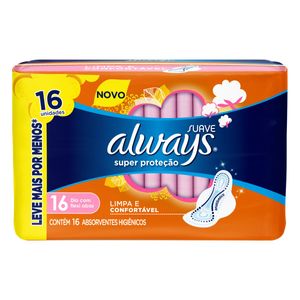 Absorvente com Abas Suave Super Proteção Always Pacote 16 Unidades Leve Mais Pague Menos