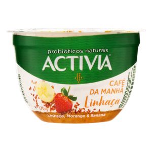 Leite Fermentado Integral Linhaça, Morango & Banana Activia Café da Manhã Pote 170g