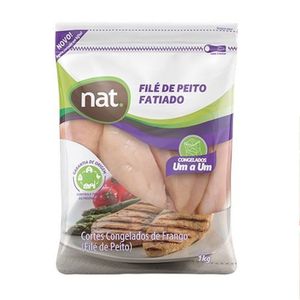 Filé de Peito de Frango Congelado Nat Fatiado Pacote 1kg