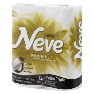 Papel Higiênico NEVE Folha Tripla Neutro Supreme 20m Pacote 4un