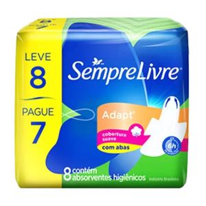 Absorvente SEMPRE LIVRE Especial Adapt com Abas Suave Pacote Leve 8un Pague 7un