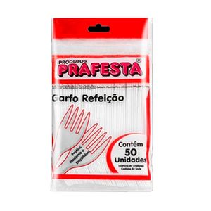 Garfo Descartável PRAFESTA para Refeição Cristal Pacote 50un