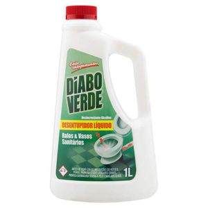 Desentupidor Líquido para Ralos e Vasos Sanitários DIABO VERDE Frasco 1L