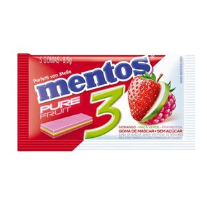 Goma de Mascar Pure Fruit 3 Mentos Pacote 8,5g