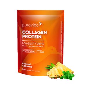 Collagen Protein PURAVIDA Longevity Drink Abacaxi e Hortelã Pacote 450g