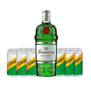 Kit Gin TANQUERAY London Dry 750ml 1un & Tônica SCHEWEPPES Citrus 350ml 6un