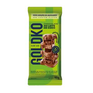 Chocolate ao Leite de Coco GOLD&KO Vegano Zero Adição de Açúcar Tablete 80g