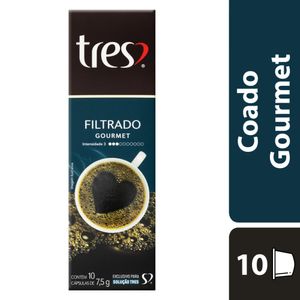 Café em Cápsula Torrado e Moído Filtrado Tres Gourmet Caixa 75g 10 Unidades