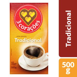 Café 3 CORAÇÕES Torrado e Moído Tradicional Pacote 500g