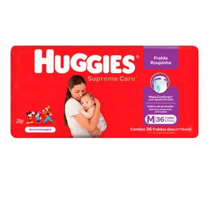 Fralda Descartável Infantil Roupinha HUGGIES Supreme Care Tamanho M Pacote 36 Un