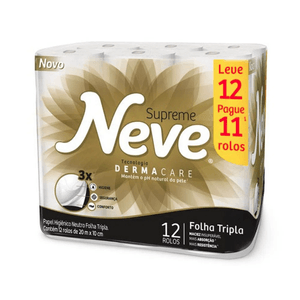 Papel Higiênico Supreme NEVE Leve 12 Pague 11 Pacote 20m