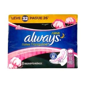 Absorvente Suave Noturno com Abas PINK ALWAYS  Pacote 32 Unidades