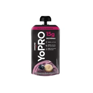 Iogurte Zero Lactose DANONE YOPRO Açaí com Banana Pouch 150g