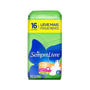 Absorvente SEMPRE LIVRE Adapt com Abas Suave leve mais pague menos Pacote 16un