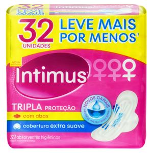 Absorvente com Abas Extra Suave Intimus Tripla Proteção Pacote 32 Unidades