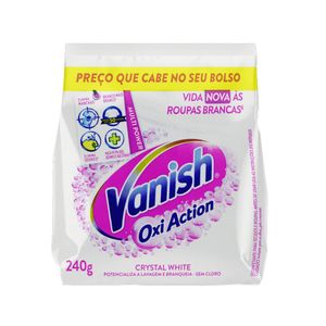 Alvejante Tira Manchas em Pó Branqueador VANISH Oxi Action Crystal White Refil Econômico Sachê 240g