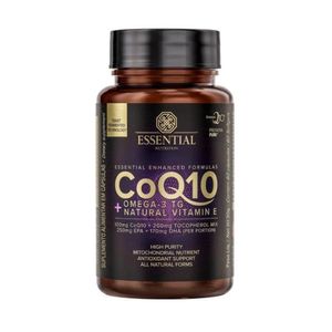 Suplemento CoQ10 ESSENTIAL Nutrition Ômega 3 Natural Vitamina E Contém 60 Cápsulas