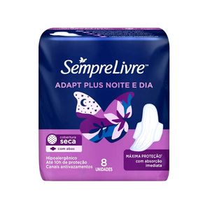 Absorvente Adapt Plus SEMPRE LIVRE Noite e Dia Seca com Abas 8un