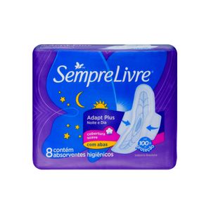 Absorvente Adapt Plus Noite e Dia SEMPRE LIVRE Com Abas Suave 8un