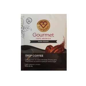Café Torrado e Moído Drip Coffee TRÊS CORAÇÕES Gourmet 100% Arábica Dark Roast Embalagem 11g