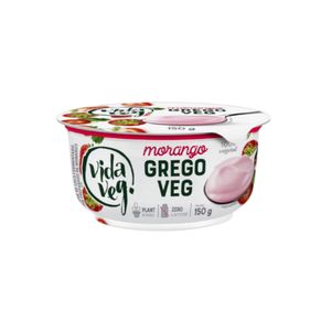 Iogurte Vegano Grego Veg VIDA VEG Zero Lactose Sabor Morango Pote 150g