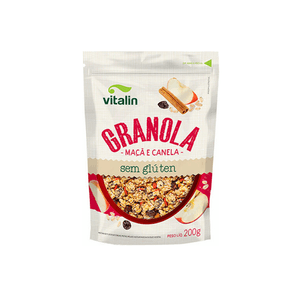 Granola Sem Glúten Vitalin Sabor Maçã e Canela Pacote 200g