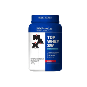 Suplemento Alimentar Proteico em Pó Top Whey 3W Max Titanium Sabor Morango Pote 900g