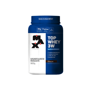 Suplemento Alimentar Proteico em Pó Top Whey 3W Max Titanium Sabor Chocolate Pote 900g