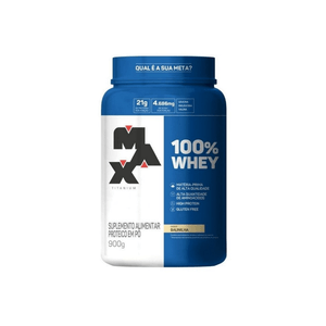 Suplemento Alimentar Proteico em Pó 100% Whey Max Titanium Sabor Baunilha Pote 900g