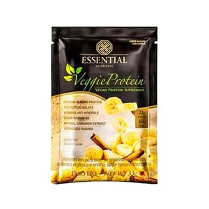 Suplemento Alimentar em Pó Veggie Protein Essential Nutrition Sabor Banana com Canela Sachê 33g