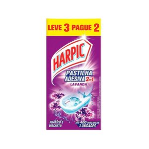 Pastilha Adesiva HARPIC Fragrância Cheirinho de Lavanda Contém 3 Unidades