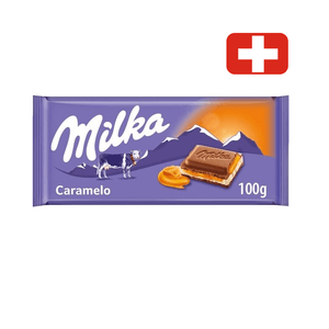 Chocolate Suíço em Barra Milka Sabor Caramelo Embalagem 100g