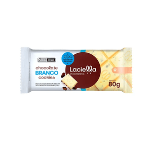 Chocolate Branco com Cookies Zero Açucar Laciella Embalagem 80g