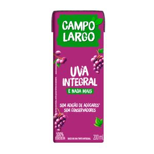 Suco integral CAMPO LARGO Uva Tinto Caixa 200ml