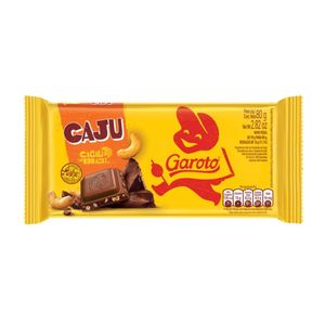 Chocolate em Barra Garoto Sabor Castanha de Caju Embalagem 80g