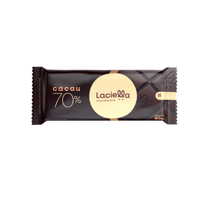 Chocolate em Barra Zero Lactose Laciella Sabor 70% Cacau Embalagem 80g