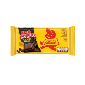 Chocolate em Barra Meio Amargo Garoto Embalagem 80g