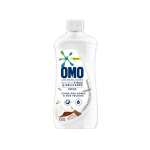 Lava Roupas Líquido Omo Roupas Finas e Delicadas Coco Frasco 450ml