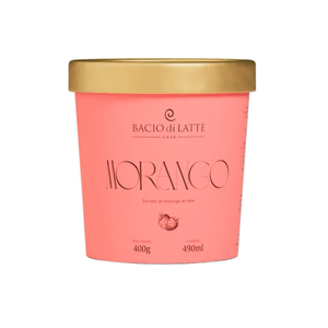 Sorvete Cremoso Bacio Di Latte com Creme de Morango Pote 490ml