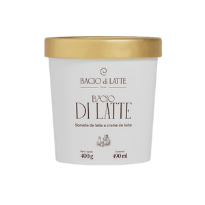 Sorvete Cremoso Bacio Di Latte com Leite e Creme de Leite Pote 490ml