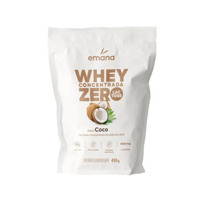 Suplemento Alimentar em Pó Emana Whey Concentrado Zero Lactose Sabor Coco Embalagem 450g