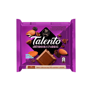 Chocolate Talento Garoto com Amêndoas e Passas Tablete 85g