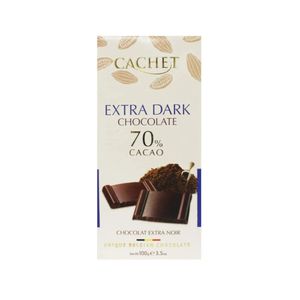 Chocolate em Barra Cachet Extra Dark com 70% Cacau Embalagem 100g