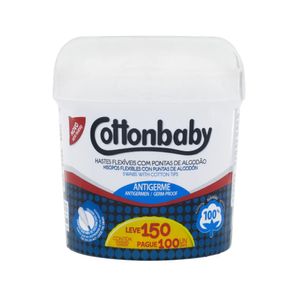 Hastes Flexíveis com Ponta de Algodão Cottonbaby Pote Leve 150 Pague 100 Unidades